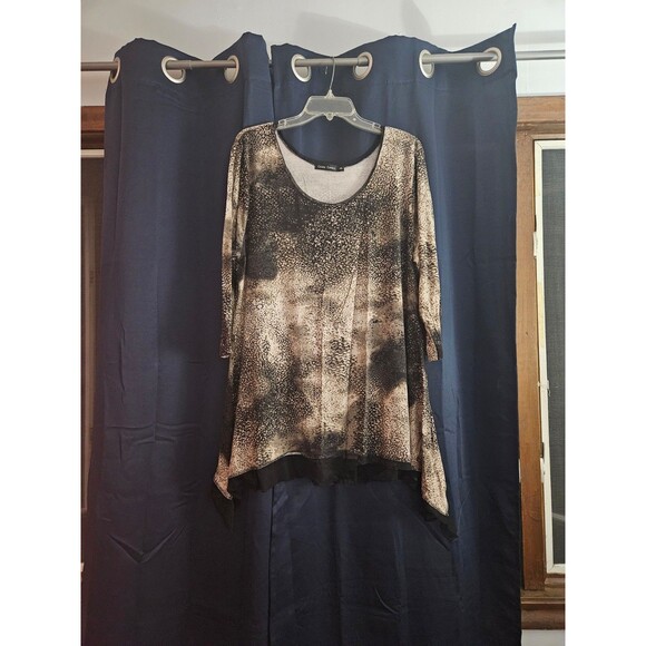 Black and Tan Long Sleeve Blouse Casual Express - Size XXL - Picture 6 of 6